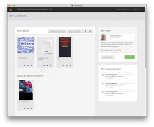 Booktype: Blick aus dem Dashboard, der zentralen Steuerungstelle