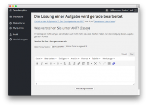 Namaste! LMS: Eine Aufgabe wird bearbeitet (Sicht der Lernenden)