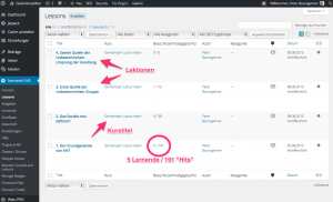Verwaltung von Lektionen (Backend)