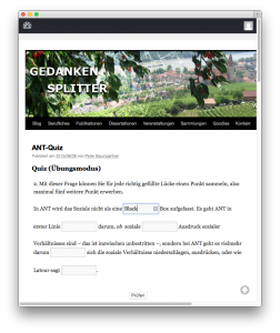 WatuPRO: Lücktentext-Frage im Übungsmodus während der Beantwortung