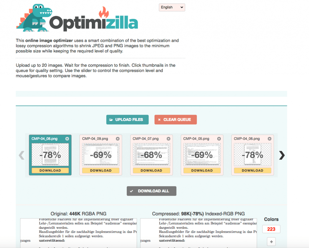 CMP-04: Optimizilla verkleinert Bilder online und kostenlost