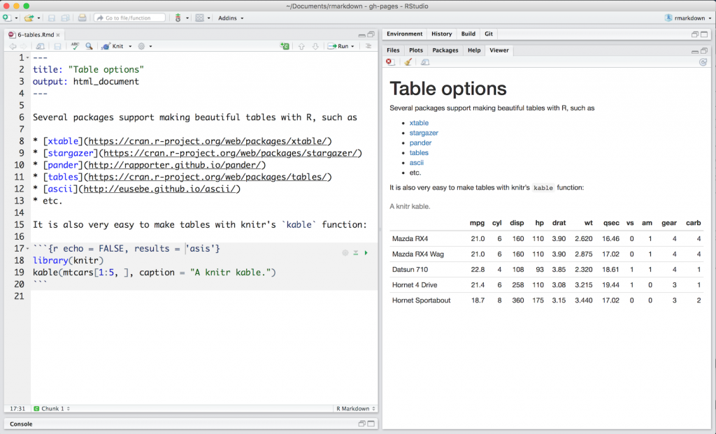 CMP-05: RStudio Interface mit Beispiele von R-Pakete für Tabellen