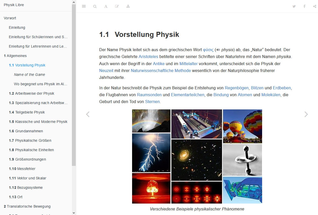 Präsentation einer Webseite von Physik Libre