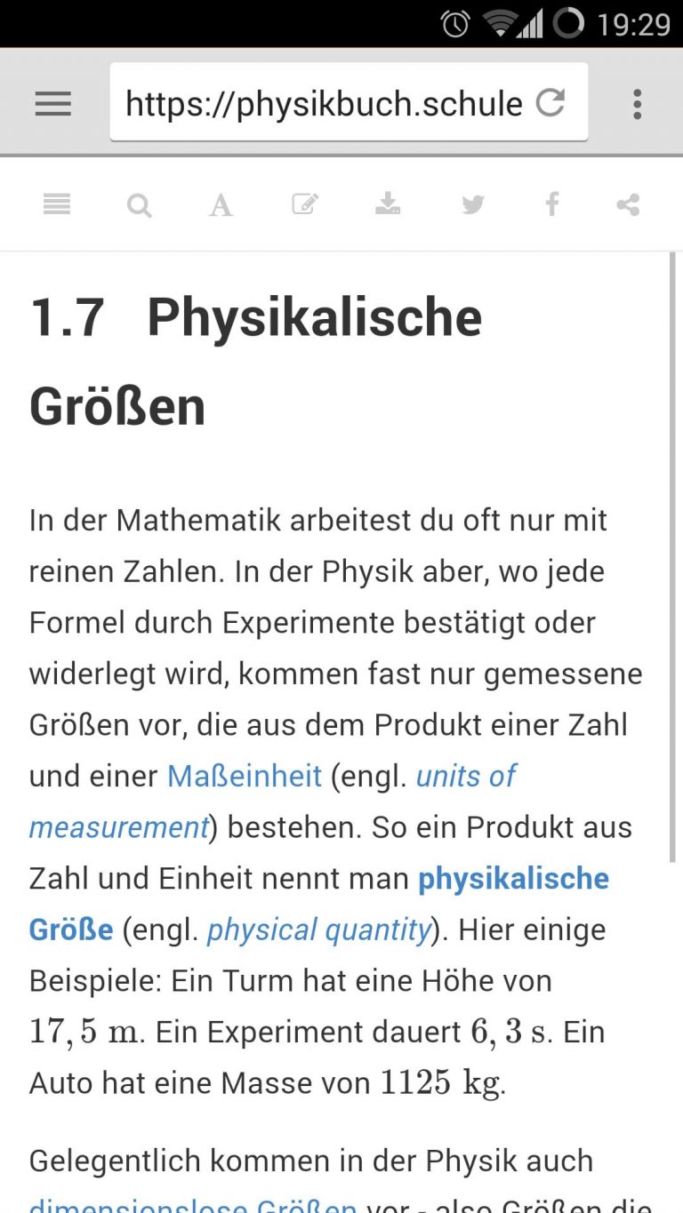 Seite von Physik Libre auf einem Smartphone