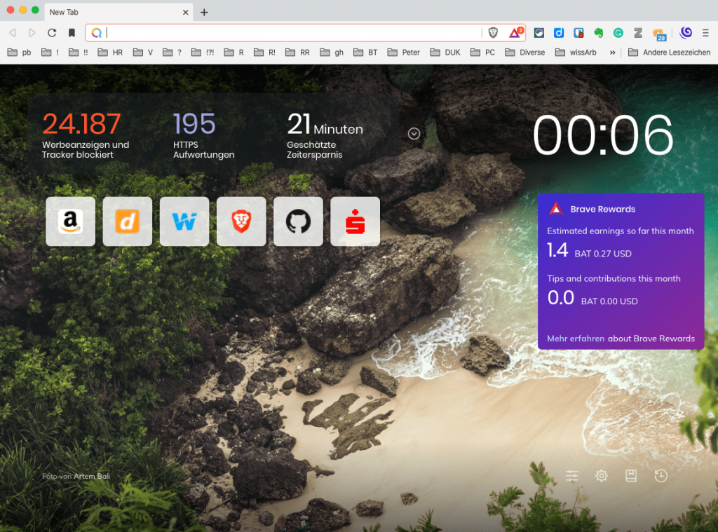 Ein neues Fenster im Brave Browser